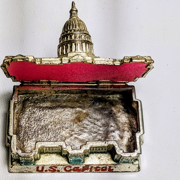 Vintage Trinket Box, U. S. Capitol, Souvenir, Washington DC, Metal, Japan, - Picture 5 of 10